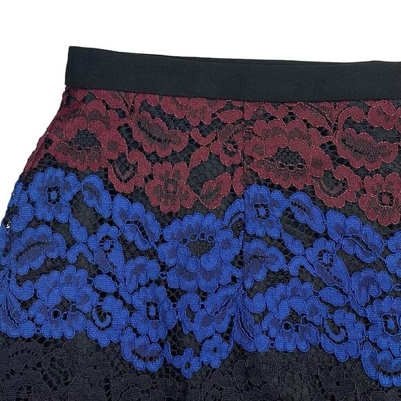 NWT KARL LAGERFELD Paris Colorblocked Floral Lace Pencil Skirt Sz 12 - Picture 6 of 7